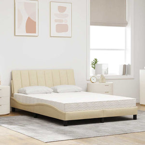 vidaXL Bed with Mattress "Hanko" Cream 140x200 cm Fabric