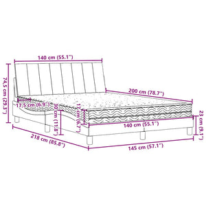 vidaXL Bed with Mattress "Hanko" Cream 140x200 cm Fabric