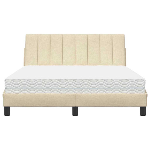 vidaXL Bed with Mattress "Hanko" Cream 140x200 cm Fabric
