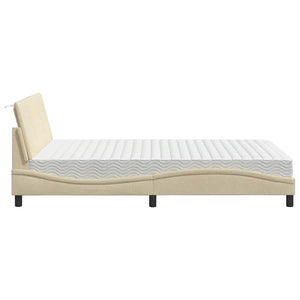 vidaXL Bed with Mattress "Hanko" Cream 140x200 cm Fabric