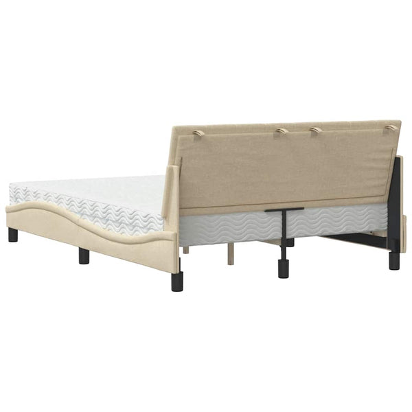 vidaXL Bed with Mattress "Hanko" Cream 140x200 cm Fabric