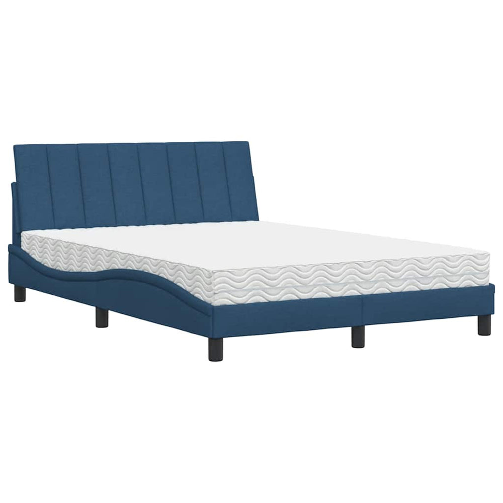 vidaXL Bed with Mattress "Hanko" Blue 140x200 cm Fabric