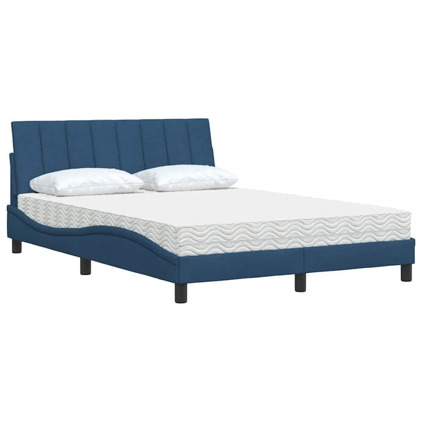 vidaXL Bed with Mattress "Hanko" Blue 140x200 cm Fabric