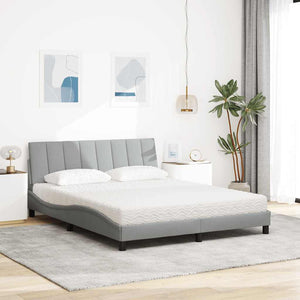 vidaXL Bed with Mattress "Hanko" Light Grey 160x200 cm Fabric