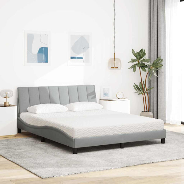 vidaXL Bed with Mattress "Hanko" Light Grey 160x200 cm Fabric