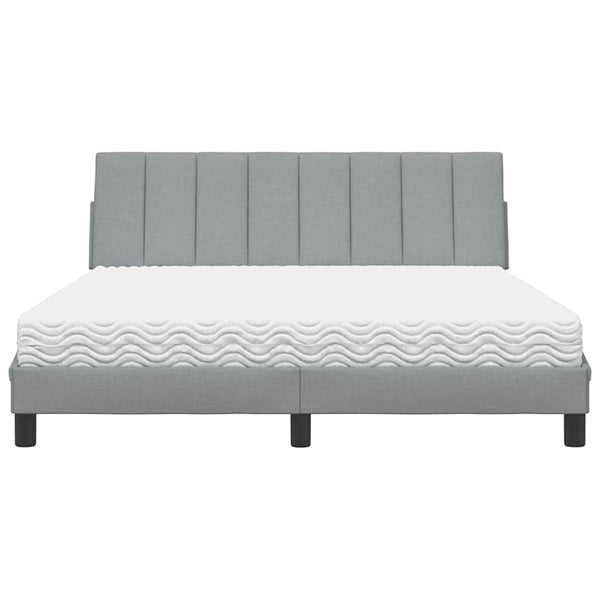 vidaXL Bed with Mattress "Hanko" Light Grey 160x200 cm Fabric