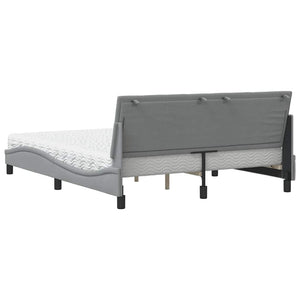 vidaXL Bed with Mattress "Hanko" Light Grey 160x200 cm Fabric