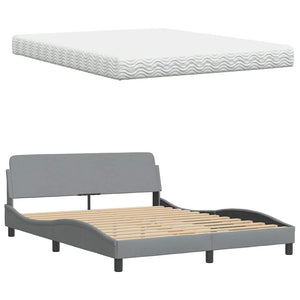 vidaXL Bed with Mattress "Hanko" Light Grey 160x200 cm Fabric