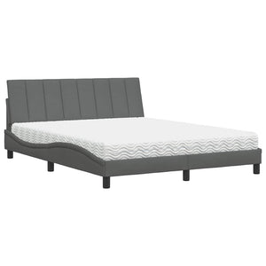 vidaXL Bed with Mattress "Hanko" Dark Grey 160x200 cm Fabric