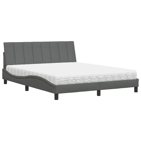 vidaXL Bed with Mattress "Hanko" Dark Grey 160x200 cm Fabric