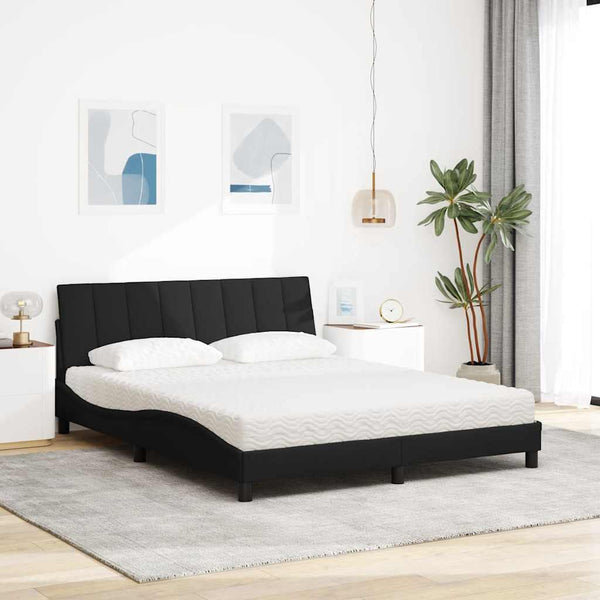vidaXL Bed with Mattress "Hanko" Black 160x200 cm Fabric
