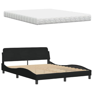 vidaXL Bed with Mattress "Hanko" Black 160x200 cm Fabric