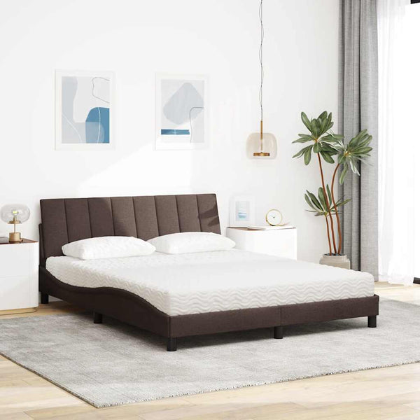 vidaXL Bed with Mattress "Hanko" Dark Brown 160x200 cm Fabric