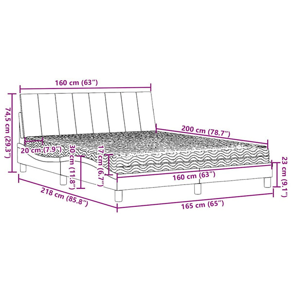 vidaXL Bed with Mattress "Hanko" Taupe 160x200 cm Fabric