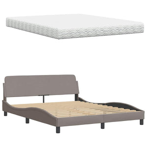 vidaXL Bed with Mattress "Hanko" Taupe 160x200 cm Fabric