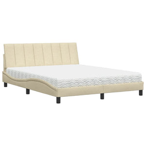 vidaXL Bed with Mattress "Hanko" Cream 160x200 cm Fabric