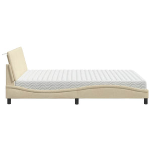 vidaXL Bed with Mattress "Hanko" Cream 160x200 cm Fabric