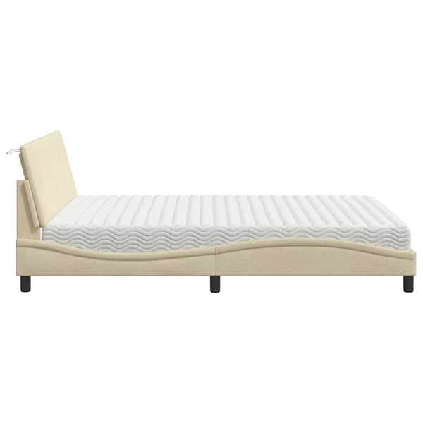 vidaXL Bed with Mattress "Hanko" Cream 160x200 cm Fabric