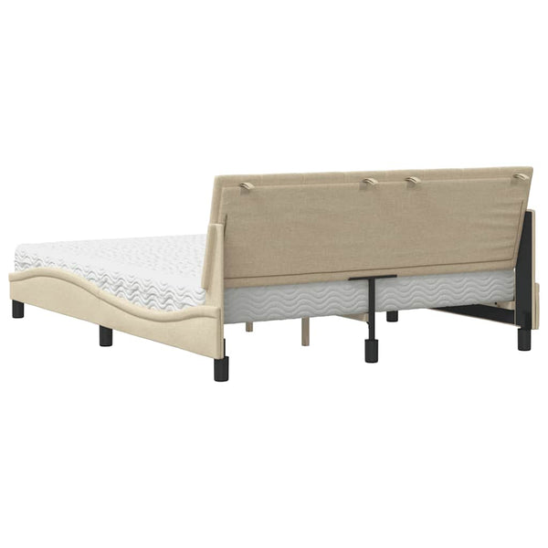 vidaXL Bed with Mattress "Hanko" Cream 160x200 cm Fabric