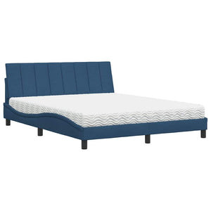 vidaXL Bed with Mattress "Hanko" Blue 160x200 cm Fabric