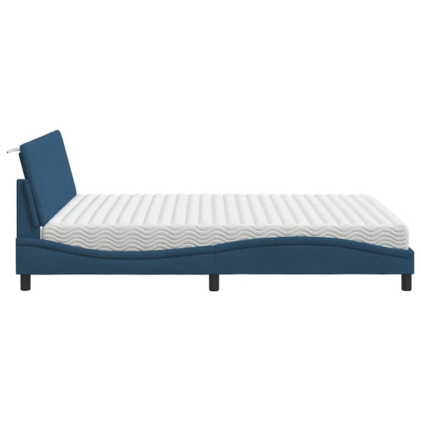 vidaXL Bed with Mattress "Hanko" Blue 160x200 cm Fabric