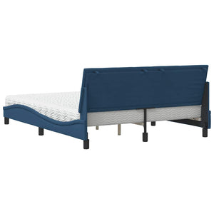 vidaXL Bed with Mattress "Hanko" Blue 160x200 cm Fabric