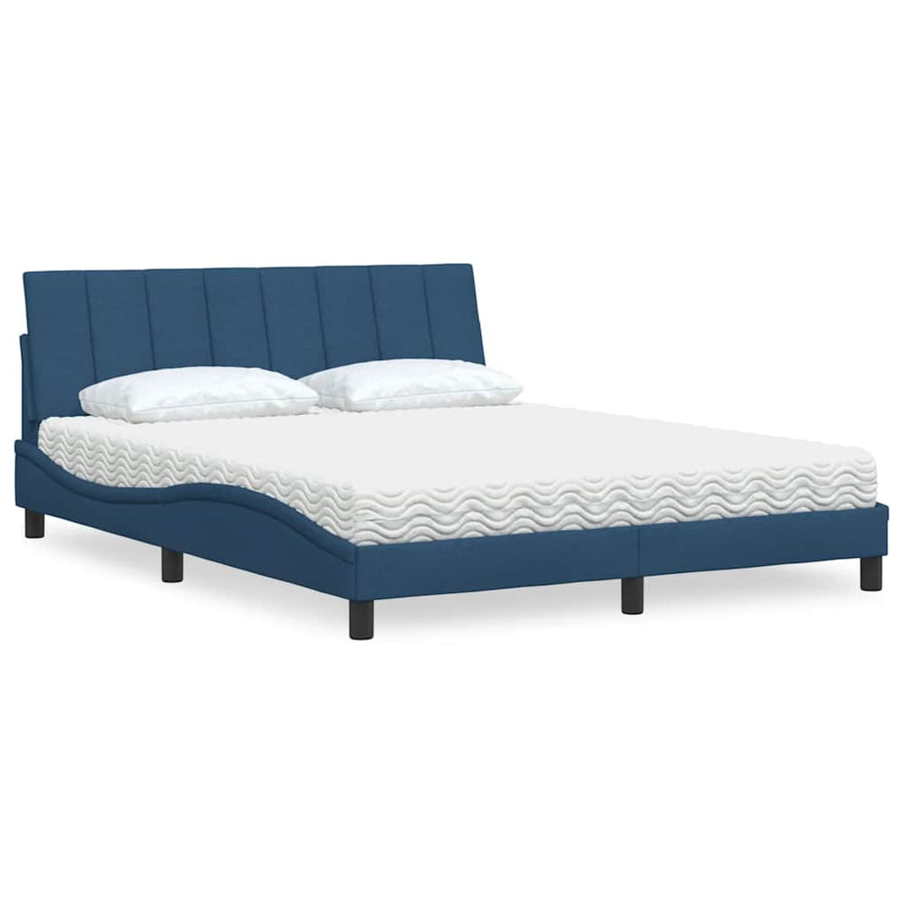 vidaXL Bed with Mattress "Hanko" Blue 160x200 cm Fabric