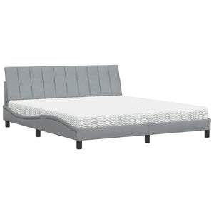 vidaXL Bed with Mattress "Hanko" Light Grey 180x200 cm Fabric