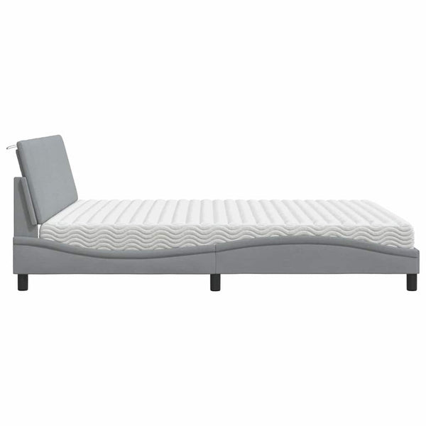 vidaXL Bed with Mattress "Hanko" Light Grey 180x200 cm Fabric