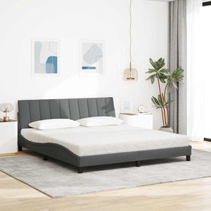vidaXL Bed with Mattress "Hanko" Dark Gray 180x200 cm Fabric