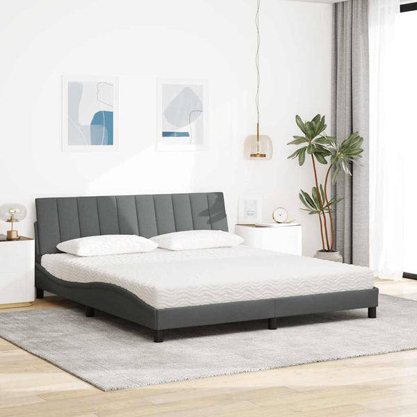 vidaXL Bed with Mattress "Hanko" Dark Gray 180x200 cm Fabric