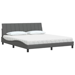 vidaXL Bed with Mattress "Hanko" Dark Gray 180x200 cm Fabric