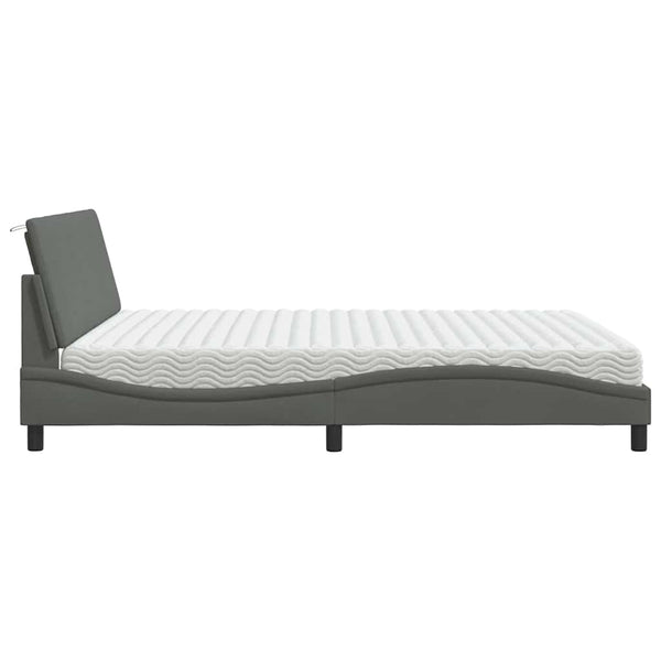 vidaXL Bed with Mattress "Hanko" Dark Gray 180x200 cm Fabric
