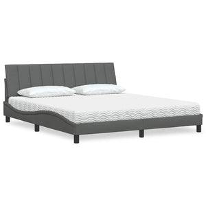vidaXL Bed with Mattress "Hanko" Dark Gray 180x200 cm Fabric