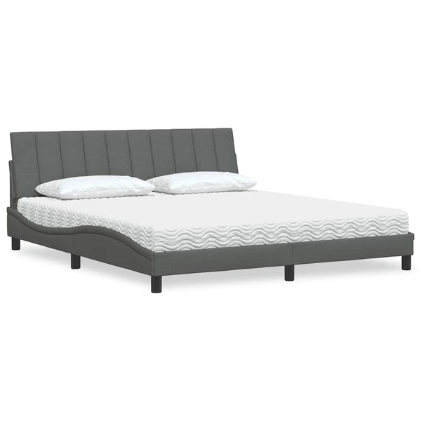 vidaXL Bed with Mattress "Hanko" Dark Gray 180x200 cm Fabric