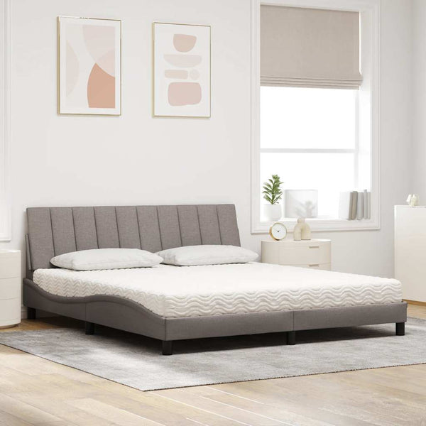 vidaXL Bed with Mattress "Hanko" Taupe 180x200 cm Fabric