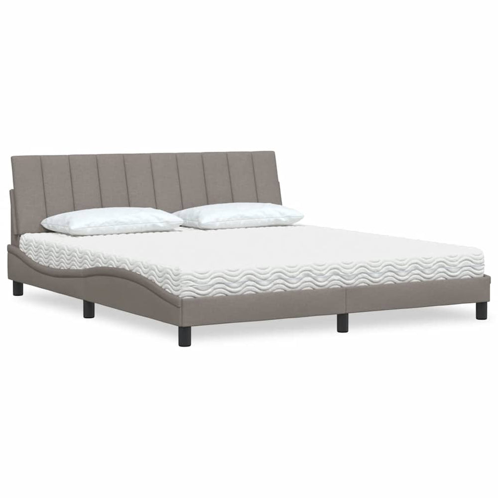 vidaXL Bed with Mattress "Hanko" Taupe 180x200 cm Fabric