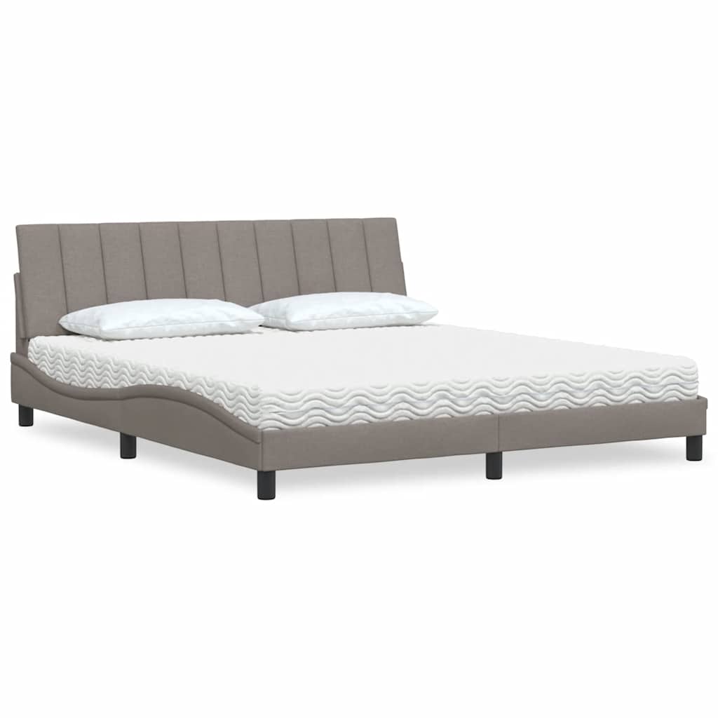 vidaXL Bed with Mattress "Hanko" Taupe 180x200 cm Fabric