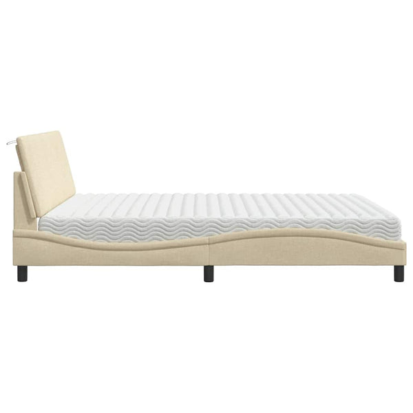 vidaXL Bed with Mattress "Hanko" Cream 180x200 cm Fabric