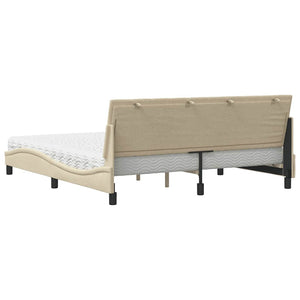 vidaXL Bed with Mattress "Hanko" Cream 180x200 cm Fabric