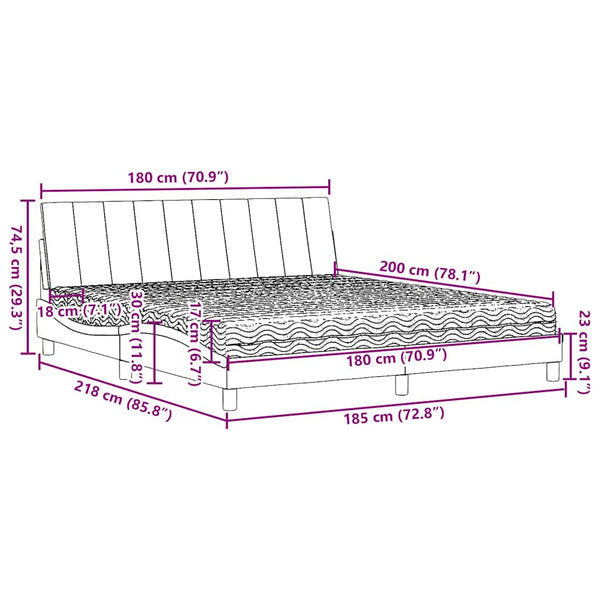 vidaXL Bed with Mattress "Hanko" Blue 180x200 cm Fabric