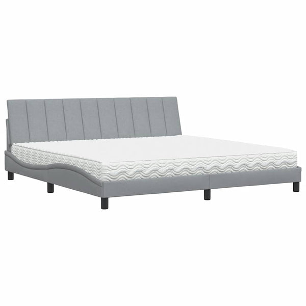 vidaXL Bed with Mattress "Hanko" Light Grey 200x200 cm Fabric