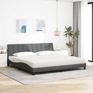 vidaXL Bed with Mattress "Hanko" Light Grey 200x200 cm Fabric