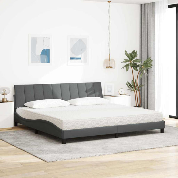 vidaXL Bed with Mattress "Hanko" Light Grey 200x200 cm Fabric