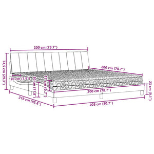 vidaXL Bed with Mattress "Hanko" Light Grey 200x200 cm Fabric