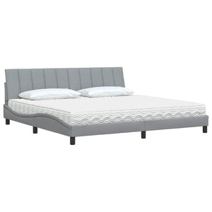 vidaXL Bed with Mattress "Hanko" Light Grey 200x200 cm Fabric
