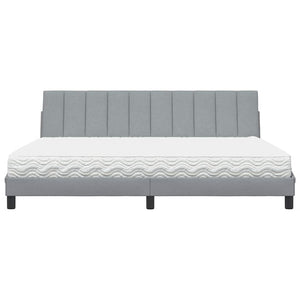 vidaXL Bed with Mattress "Hanko" Light Grey 200x200 cm Fabric