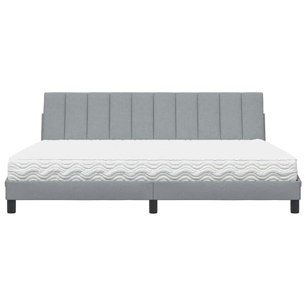 vidaXL Bed with Mattress "Hanko" Light Grey 200x200 cm Fabric