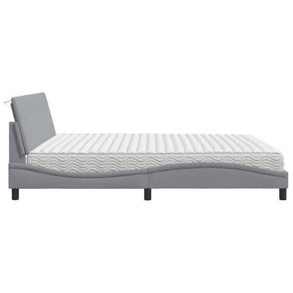 vidaXL Bed with Mattress "Hanko" Light Grey 200x200 cm Fabric