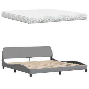 vidaXL Bed with Mattress "Hanko" Light Grey 200x200 cm Fabric
